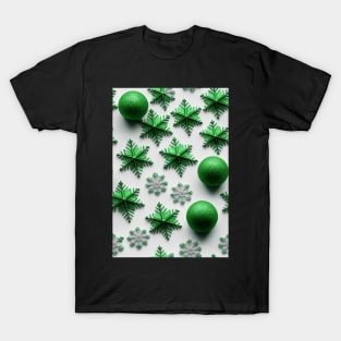 Christmas Seamless Pattern - Green Snowflakes #7.3 T-Shirt